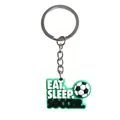 Green soccer PVC keychain with Eat Sleep Soccer slogan on white background - EAT SLEEP SOCCER Style (YSK323-13)