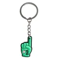 Creative green PVC keychain with #1 gesture pendant and silver ring for backpack decor - No.1 Hand Gesture Style (YSK323-14)