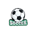 Reusable football straw accessory with 3D PVC soccer charm and green Soccer text buckle - SOCCER Text (XXG323-12)