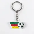 PVC soccer keychain featuring RUN KICK GOAL lettering in green red and yellow colors - RUN KICK GOAL Color Block Style (YSK255-03)