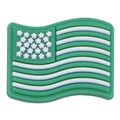 Green and white American flag PVC shoe charm with embossed 3D details for clogs - USA Green White Wave Flag Style (03)