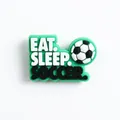 EAT SLEEP SOCCER themed PETG spiral straw accessory with green 3D soccer charm - Eat Sleep Soccer Text (XXG323-13)