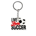 Soccer keychain featuring Live Love Soccer slogan and classic football charm in PVC - LIVE LOVE SOCCER Red Black Style (YSK162-24)
