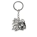 White PVC soccer keychain featuring street art patterns and a silver metal ring - Grid Art Letter Style (YSK162-15)