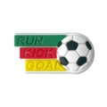 Soccer football PVC shoe charms with RUN KICK GOAL text for clog sandals - Tri-Color Sport Text (XXG225-03)