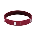 Qatar flag silicone sports wristband in burgundy with white QATAR lettering - 38 Qatar Dark Red