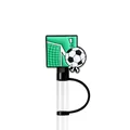 Soccer goal and ball silicone straw topper with protective 10mm dust cap ring - Soccer Goal Style(XGM323-05)