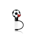 Silicone soccer ball and red heart straw topper for 10mm drinking straws - Soccer & Heart Style(XGM323-07)