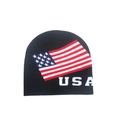 Berretto in maglia nera con scritta USA e motivo bandiera americana per sport invernali - Taglia unica / Stile Bandiera Americana Nera (2)