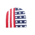 Knitted beanie hat featuring US flag stars and stripes pattern for winter outdoor style - Red White and Blue