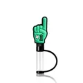 Green silicone foam finger #1 straw topper for 10mm drinking straws with dust cap - #1 Hand Gesture Style(XGM323-14)