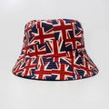 Reversible canvas bucket hat with British Union Jack flag pattern for sun protection - One Size (54-60cm) / Full British Flag Patchwork (1)