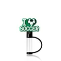 Silicone football straw cover with 'I LOVE SOCCER' design for 10mm drinking straws - I LOVE SOCCER Heart Style(XGM255-02)