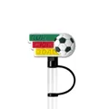 Soccer ball straw topper with RUN KICK GOAL text for 10mm drinking straws - RUN KICK GOAL Text Style(XGM255-03)