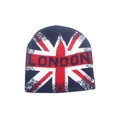 Berretto in maglia con bandiera Union Jack e scritta LONDON in blu rosso e bianco - Taglia unica / Stile Bandiera Britannica Londra (1)