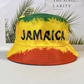 Jamaika Fischerhut mit Farbverlauf in Rot, Gelb, Grün und aufgedrucktem Text - Rot Gelb Grün Farbverlauf (JAMAICA)