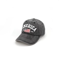 Berretto da baseball vintage in cotone lavato con ricamo America e bandiera - Regolabile / Nero