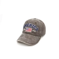 Vintage washed brown baseball cap with America embroidery and USA flag patch - Adjustable / Brown