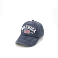 Cappello vintage blu navy lavato con ricamo 3D America e toppa con bandiera USA - Regolabile / Blu navy