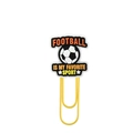 Clip creativo de fútbol con diseño amarillo y frase motivadora sobre deportes - Estilo Eslogan de Fútbol (534-10)