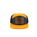 Orange and black five-panel trucker hat with American flag fish leather patch - Adjustable / Orange