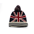 Union Jack gebreide muts met kleurrijke pompon en dikke omgeslagen rand voor de winter - Britse vlag