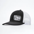 Gorra trucker clásica en blanco y negro con bordado de toro y malla trasera transpirable - Ajustable / Negro/Malla Blanca