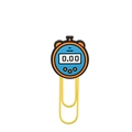 Creative stopwatch shaped paper clip with colorful PVC decor and yellow metal bookmark - Electronic Stopwatch Style (169-22)