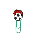 Soccer ball paper clip with red bow and green metal finish for creative office use - Soccer Bow Style (169-24)