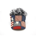 US flag baseball cap with grey synthetic wig hair for outdoor sun protection sunshade - Adjustable / Multicolor (Grey Wig)
