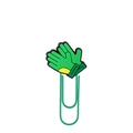 Soccer goalkeeper glove themed green paper clip made of PVC and metal for bookmarks - Yellow Soccer Gloves Style (169-16)