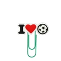 Creative soccer paperclip with green metal wire and I Love Football PVC top decor - Love Soccer Icon Style (534-13)
