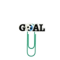 Soccer ball paperclip with Goal lettering and green coated metal finish for office use - Goal Megaphone Style (534-14)
