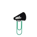 Green metal paperclip with a black and white megaphone top featuring 'GOAL' text - Soccer Horn Style (583-05)