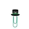 Green metal paper clip with a black football top hat decoration for office use - Soccer Gentleman Hat Style (583-02)