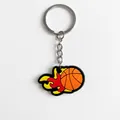 PVC Basketball Schlüsselanhänger mit dynamischem Flammen-Design in Rot und Gelb - Flammen-Basketball(YSK161-03)