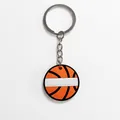 Cartoon basketball PVC soft rubber keychain with textured surface and metal ring - Black Title Basketball(YSK161-06)