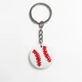 Baseball sports keychain with white PVC pendant featuring textured red stitching - Standard White Baseball(YSK161-07)