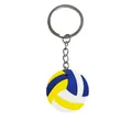 Cartoon volleyball keychain with blue yellow and white PVC soft rubber sports design - Yellow Blue White Volleyball(YSK161-09)