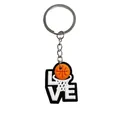 Cartoon basketball pendant PVC keychain with white Love text and silver metal keyring - Basketball LOVE Shape(YSK161-11)