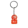 Cartoon basketball keychain made of soft PVC with silver metal ring for sports backpacks - Basketball Letter G Shape(YSK161-12)