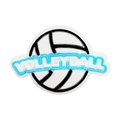 Accessorio per scarpe in PVC bianco a tema pallavolo con scritta blu per zoccoli - Testo VOLLEYBALL (MQ161-05)