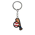 Cartoon baseball bat and ball keychain pendant made of PVC rubber in brown and white - Baseball and Bat(YSK161-15)