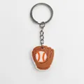Soft PVC baseball glove and ball keychain with metal ring for sports bags - Baseball Glove Shape(YSK161-18)