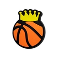 Ciondolo per scarpe a pallacanestro in PVC con corona gialla per sabot e ciabatte - Basket con Corona (MQ161-08)