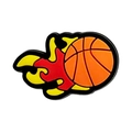 Ciondolo per scarpe da basket in PVC con fiamme rosse e gialle per zoccoli sportivi - Basket con Fiamme (MQ161-03)