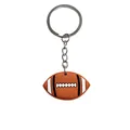 Brown rugby football keychain made of soft PVC with silver metal ring and chain - Brown American Football(YSK161-21)
