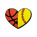 Ciondolo per scarpe in PVC a forma di cuore con motivi basket e baseball per calzature - Cuore Misto (MQ161-23)