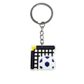 Blue and white 3D PVC football keychain with goal frame and silver metal ring - Football Goal Combination(YSK161-26)