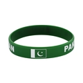 Green silicone sports bracelet with Pakistan flag and white PAKISTAN text engraving - Pakistan